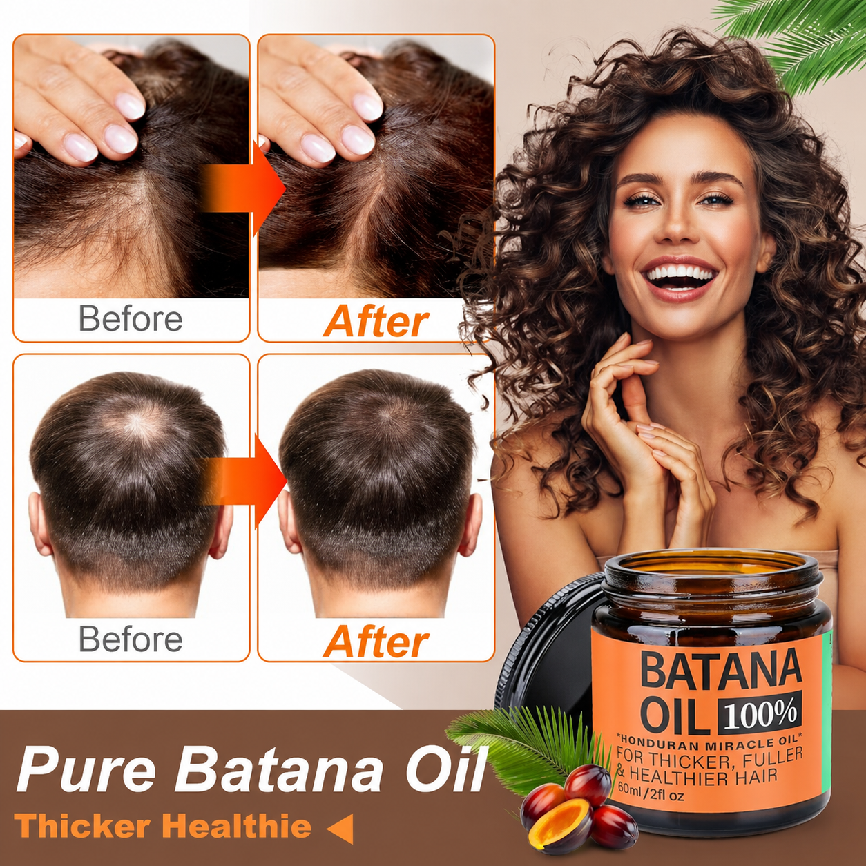 Buy 1 Get 1 Free🔥Batana Oil for Hair Growth,Raw Organic Batana Mask from Honduras🌱