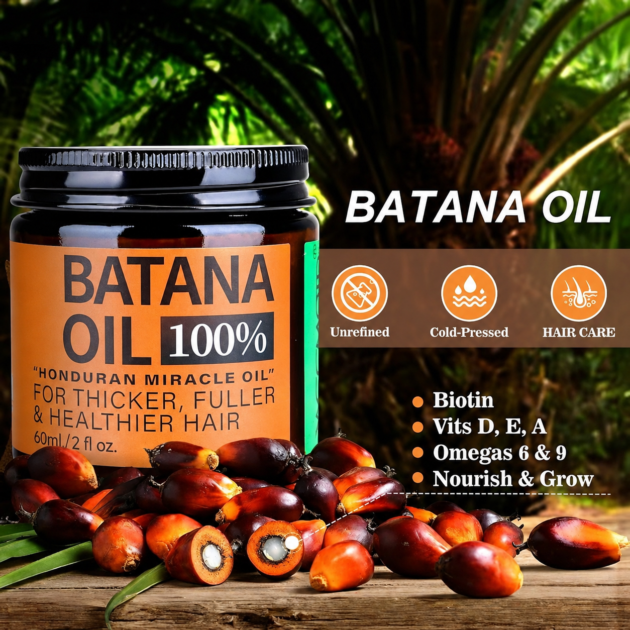 Buy 1 Get 1 Free🔥Batana Oil for Hair Growth,Raw Organic Batana Mask from Honduras🌱
